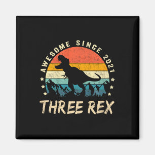 Kids Three Rex 3rd Birthday Third Dinosaur 3 Year Magnet