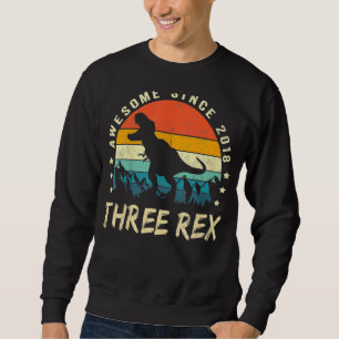 Kids Three Rex 3rd Birthday Third Dinosaur 3 Year Sweatshirt