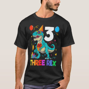 Kids Three Rex 3rd Birthday Third Dinosaur 3 Year  T-Shirt