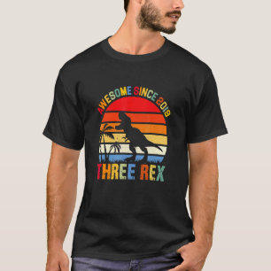 Kids Three Rex 3rd Birthday Third Dinosaur 3 Year T-Shirt