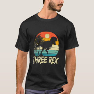 Kids Three Rex 3Rd Birthday Third Dinosaur 3 Year T-Shirt
