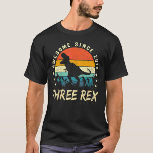 Kids Three Rex 3rd Birthday Third Dinosaur 3 Year T-Shirt