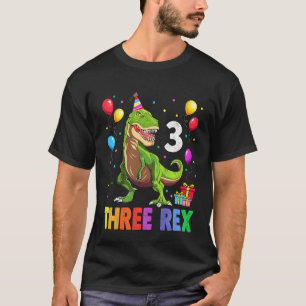 Kids Three Rex 3rd Birthday Third Dinosaur 3 Year T-Shirt