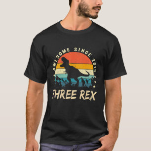 Kids Three Rex 3Rd Birthday Third Dinosaur 3 Year T-Shirt