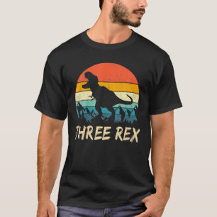 Kids Three Rex 3Rd Birthday Third Dinosaur 3 Year T-Shirt