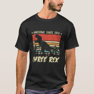 Kids Three Rex 3Rd Birthday Third Dinosaur 3 Year T-Shirt