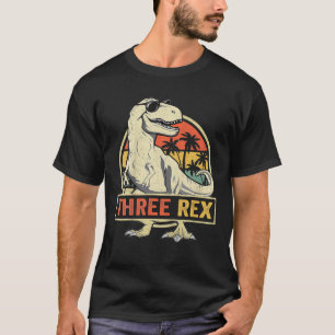 Kids Three Rex 3Rd Birthday Third Dinosaur 3 Year T-Shirt