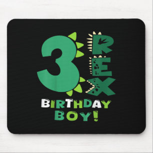 Kids Three Rex Birthday Boy 3rd Birthday Dinosaur Mouse Pad