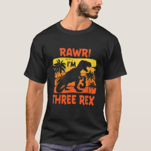 Kids Three Rex Birthday Party Outfit Dinosaur 3 Ye T-Shirt