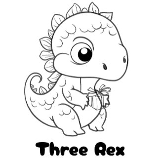 Kids Three Rex Birthday Party Outfit Dinosaur Toddler T-Shirt