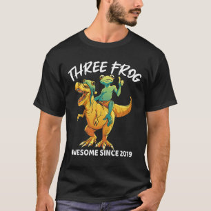 Kids Three Rex Frog 3rd Birthday Third Dinosaur 3  T-Shirt