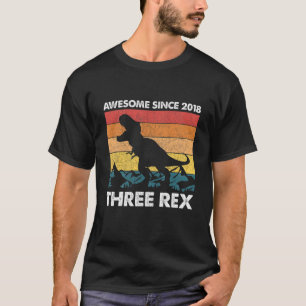 Kids Three Rex Funny 3Rd Birthday Awesome Since 20 T-Shirt