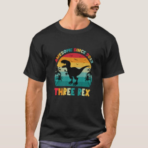 Kids Three Rex Funny Dinosaur 10 Year Old Awesome  T-Shirt