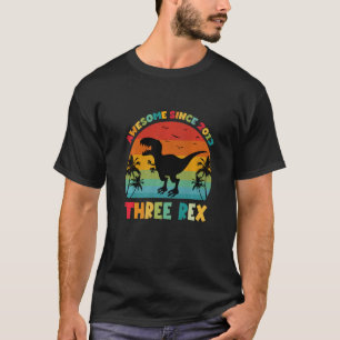 Kids Three Rex Funny Dinosaur 9 Year Old Awesome s T-Shirt