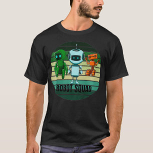 Kids Three Robot Squad Kids Robotics Vintage Sunse T-Shirt