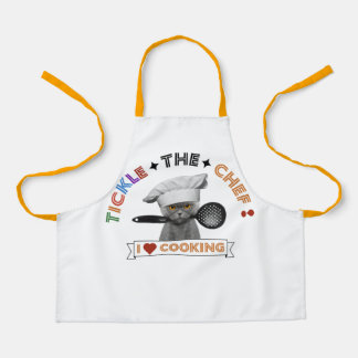 Kids "Tickle the Chef" Funny Cat, Orange Apron
