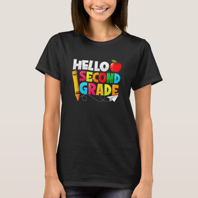 Kids Tie Dye Hello Second 2nd Grade Teacher First  T-Shirt (Front)