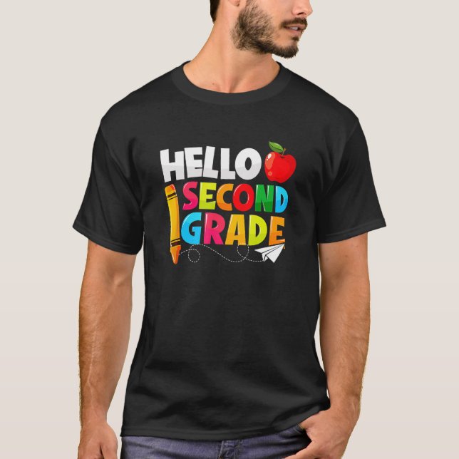 Kids Tie Dye Hello Second 2nd Grade Teacher First  T-Shirt (Front)