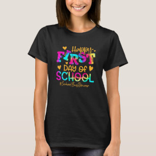 Kids Tie Dye School Bus Driver Happy First Day Of T-Shirt