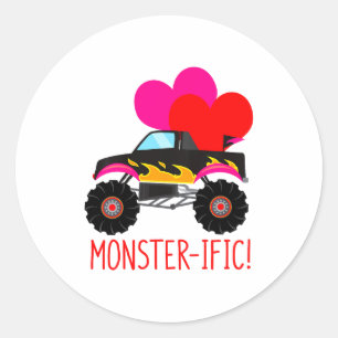Kids Toddler Boy Valentines Day Monster Truck Boys Classic Round Sticker