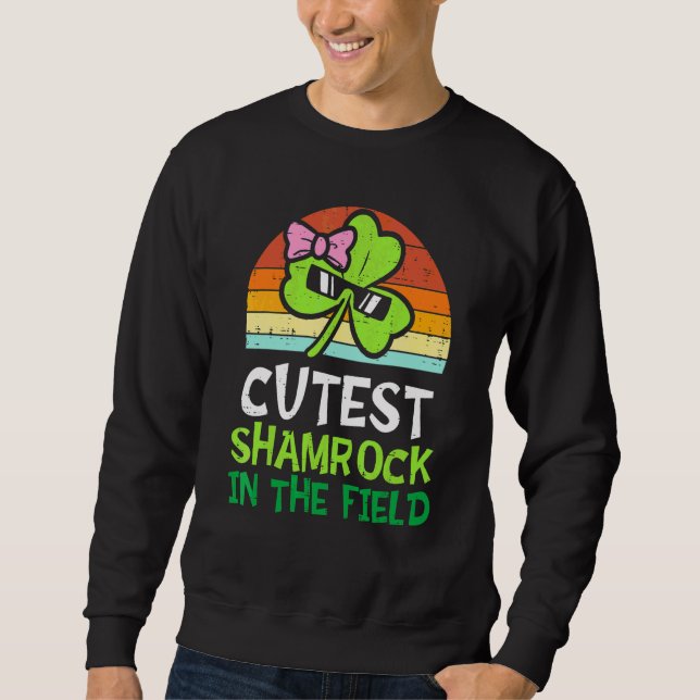 Kids Toddler Girls St Patricks Day Cutest Shamrock Sweatshirt (Front)
