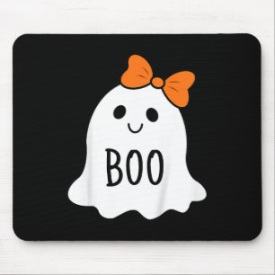 Kids Toddler Halloween Boo Ghost With A Bow Girls Mouse Pad