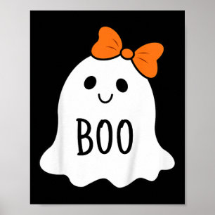 Kids Toddler Halloween Boo Ghost With A Bow Girls Poster