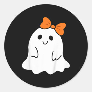 Kids Toddler Halloween Ghost With A Bow Girls Hall Classic Round Sticker