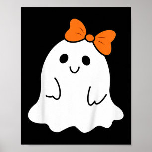 Kids Toddler Halloween Ghost With A Bow Girls Hall Poster