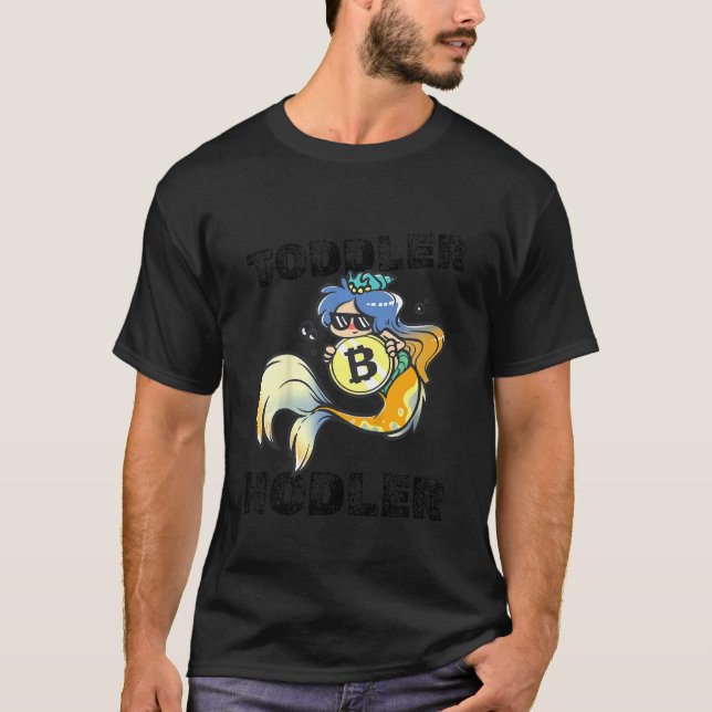 Kids Toddler Hodler Bitcoin Mermaid with Sunglasse T-Shirt (Front)