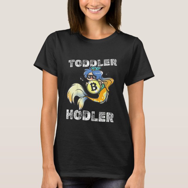 Kids Toddler Hodler Bitcoin Mermaid with Sunglasse T-Shirt (Front)