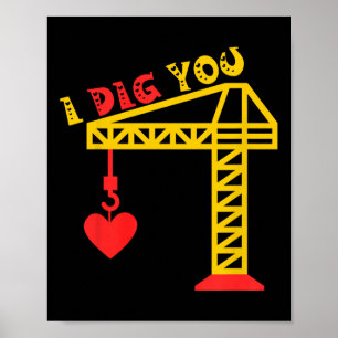 Kids Toddler Little Boy Construction Valentine Day Poster
