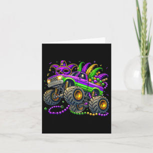 Kids Toddler Mardi Gras Monster Truck Card