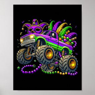 Kids Toddler Mardi Gras Monster Truck Poster
