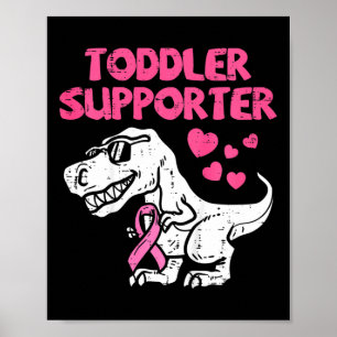Kids Toddler Supporter T-Rex Kids Breast Cancer Aw Poster