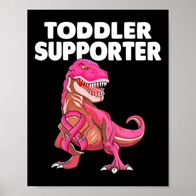 Kids Toddler Supporter T-rex Kids Breast Cancer Aw Poster (Front)