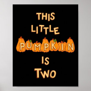 Kids Toddler's 2nd Birthday Fall Pumpkin Theme Par Poster