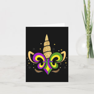 Kids Toddlers Mardi Gras Unicorn Party Costume Card
