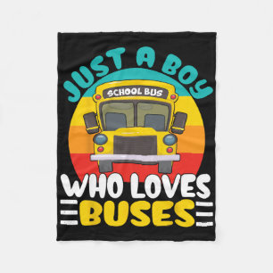 Kids Toddlers School Bus Costume Just A Boy Who Lo Fleece Blanket