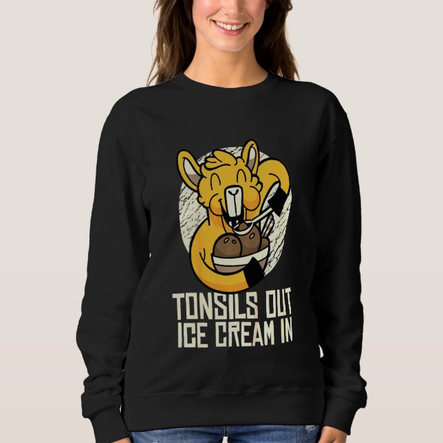 Kids Tonsils Out Ice Cream In Lama Recovery Sweatshirt (Front)
