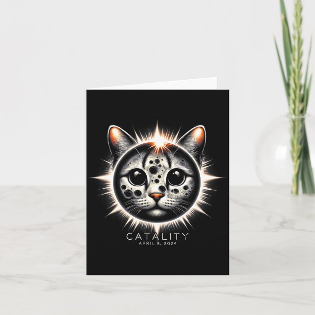 Kids Total Solar Eclipse Catality Cat Card (Front)