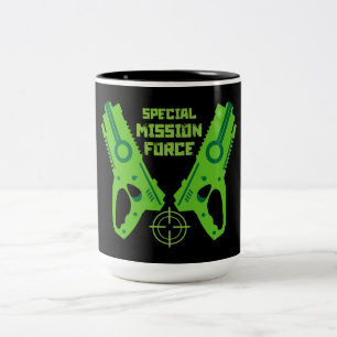 Kids Toy Gun Battle Christmas And Birthday Two-Tone Coffee Mug