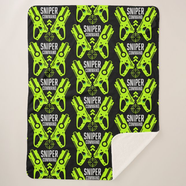 Kids Toy Gun Battle Sniper Sherpa Blanket (Front)