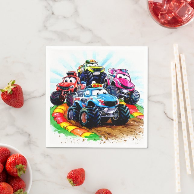 Kids' Track Monster Truck Birthday Napkin (Insitu)