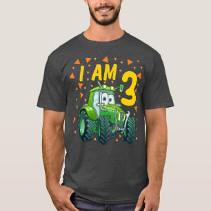 Kids Tractor 3rd birthday son farmer 3 years old f T-Shirt