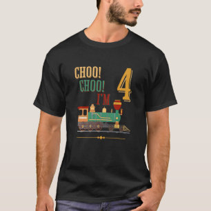 Kids Train 5th Birthday Boy Train 4 Year Old Five T-Shirt