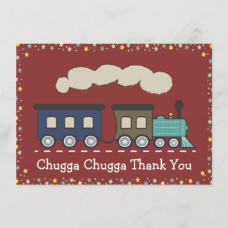 Kid's Train Party Thank You Card