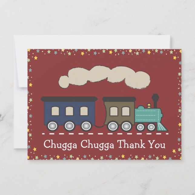 Kid's Train Party Thank You Card (Front)