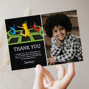 Kids Trampoline Birthday Photo Thank You Card