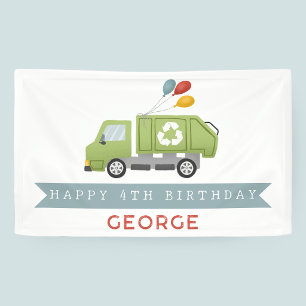 Kids Trash Bash Garbage Truck Boys Birthday Banner